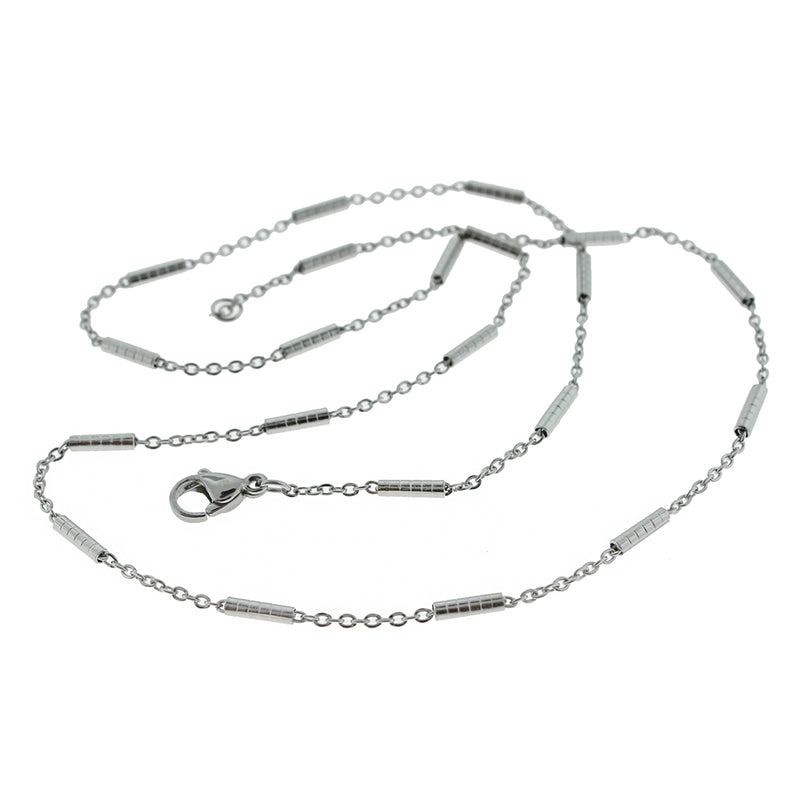 Stainless Steel Bar Satellite Chain Necklace 20" - 1mm - 1 Necklace - N567