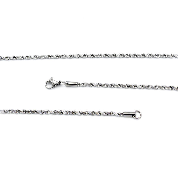 Stainless Steel Rope Chain Necklaces 20" - 2.5mm - 10 Necklaces - N730