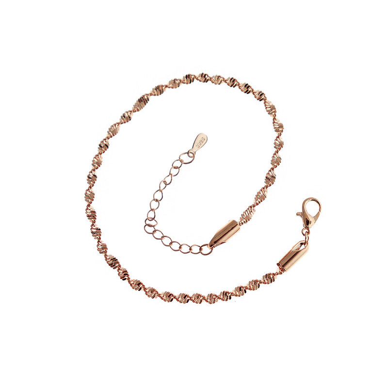 Rose Gold Stainless Steel Rope Chain Bracelet 9" - 2.5mm - 1 Bracelet - N514