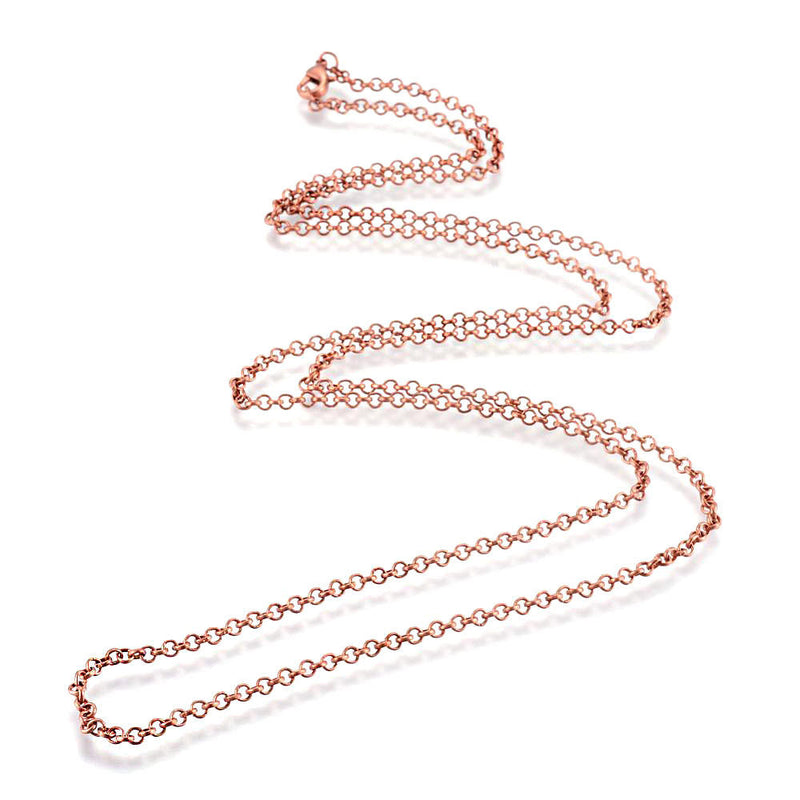 Antique Copper Tone Rolo Chain Necklaces 18" - 3mm - 5 Necklaces - N400