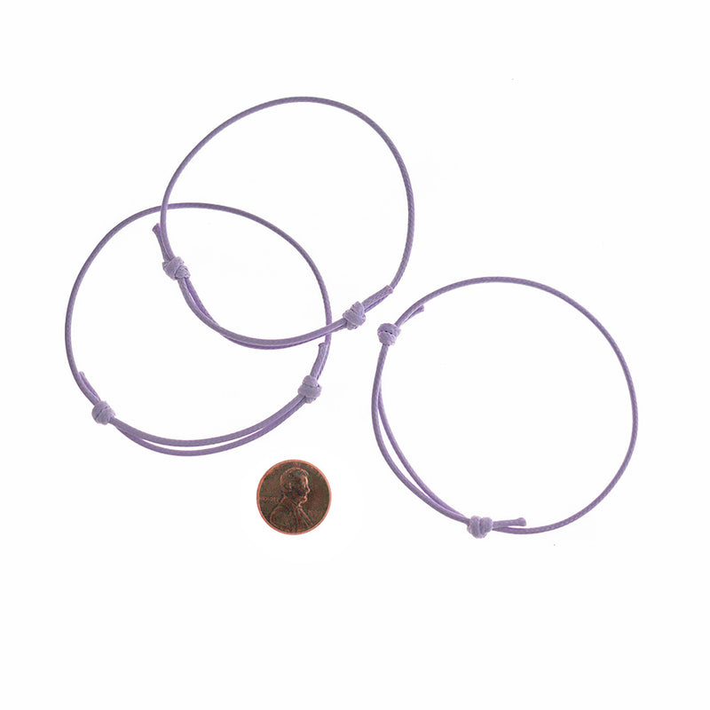 Lilac Purple Wax Cord Bracelets - 40-80mm - 4 Bracelets - N099
