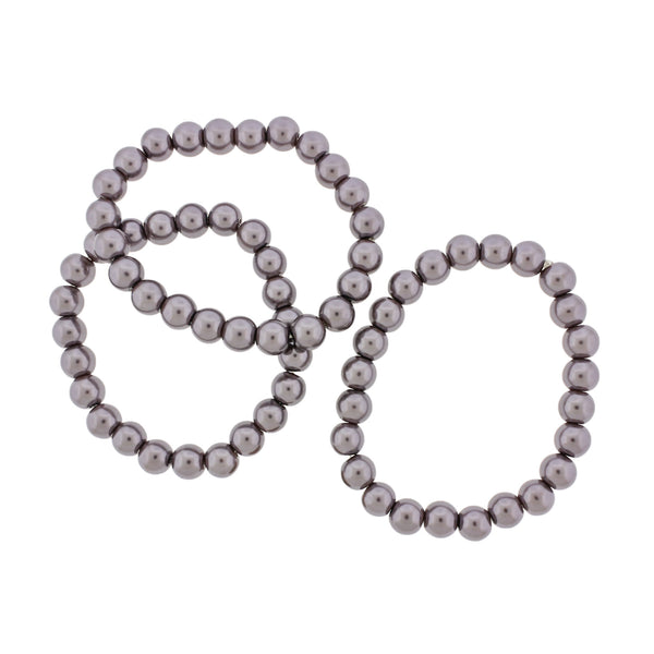 Round Glass Bead Bracelets - 55mm - Mauve - 5 Bracelets - BB232