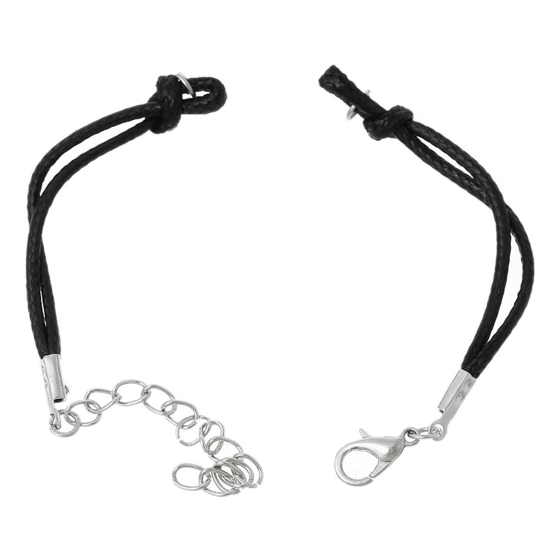 Black Nylon Cord Bracelets 5" Plus Extender - 3mm - 10 Bracelets - N087