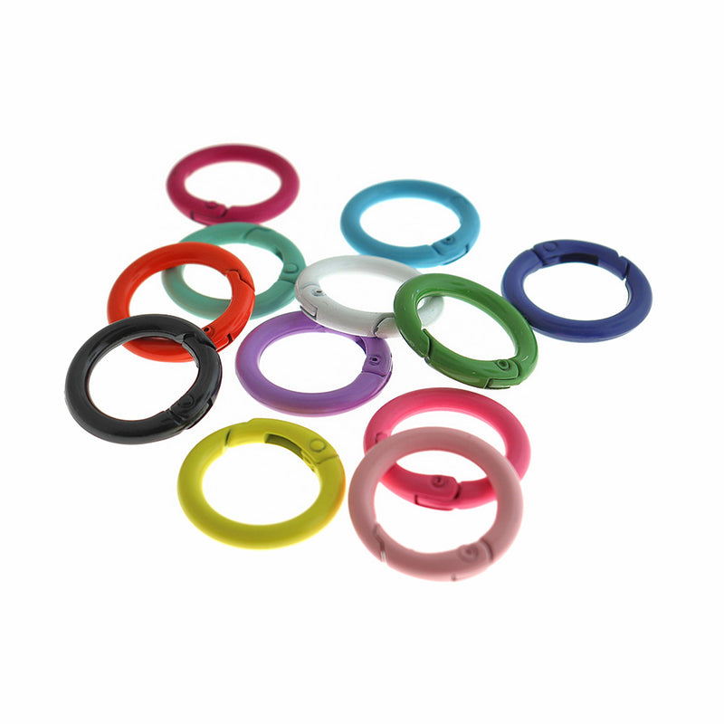 Assorted Enamel Spring Gate Clasps 25mm x 4mm - 6 Clasps - FD1069