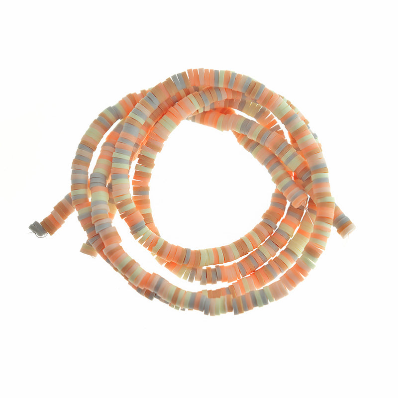 Heishi Polymer Clay Beads 4mm x 1mm - Pastel Rainbow - 1 Strand 350 Beads - BD1000