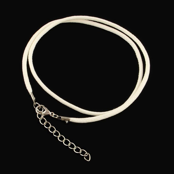 White Wax Cord Necklaces 18.7" - 2mm - 5 Necklaces - N235