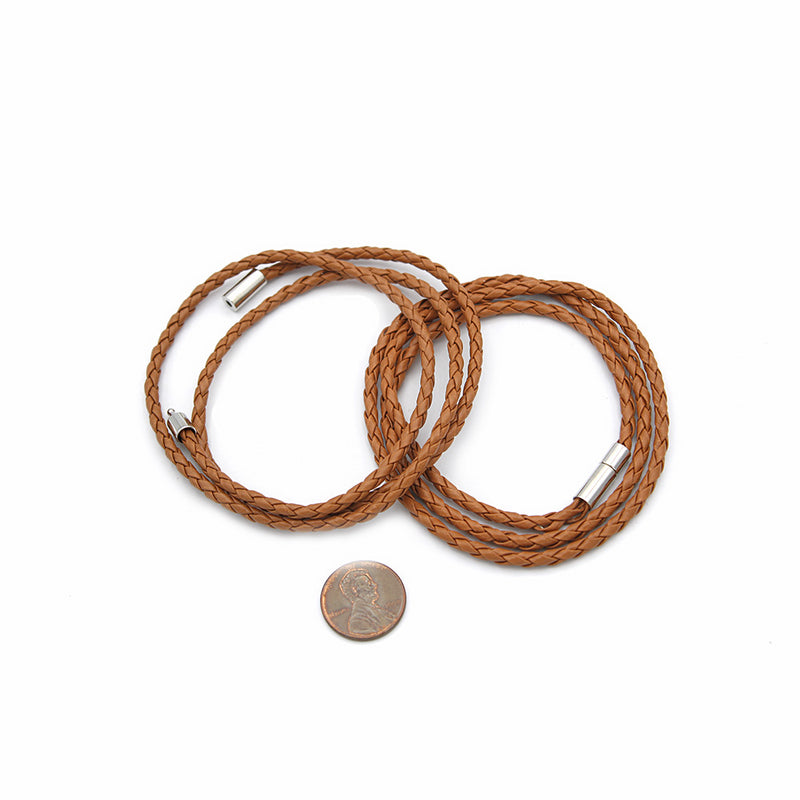 Brown Faux Leather Wrap Bracelet 23.2" - 4mm - 1 Bracelet - N717