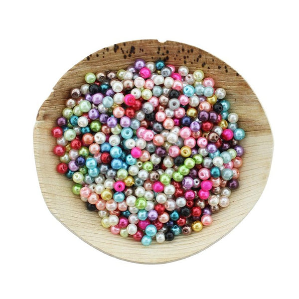 Round Glass Beads 4mm - Assorted Pearl Rainbow - 400 Beads - BD2436
