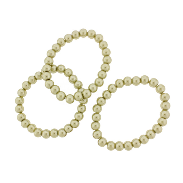 Round Glass Bead Bracelets - 53mm - Golden Olive - 5 Bracelets - BB216