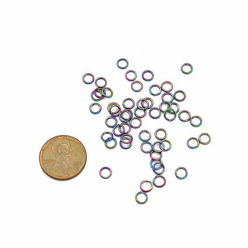 Rainbow Electroplated Stainless Steel Jump Rings 5mm x 0.8mm - Open 20 Gauge - 20 Rings - SS059