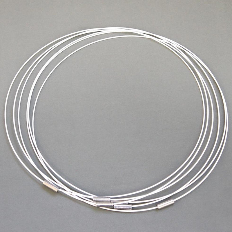 White Steel Wire Necklace 19 5/8" - 1mm - 5 Necklaces - N354