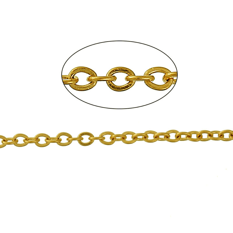 BULK Gold Tone Stainless Steel Cable Chain 3.25Ft - 1.2mm - FD389