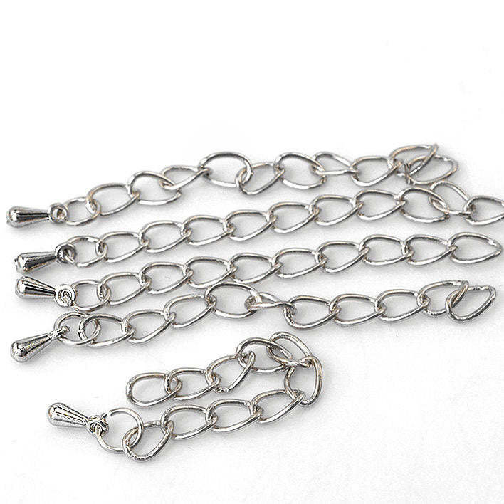 Silver Tone Extender Chains With Chain Drop - 62mm x 4.1mm - 10 Pieces - Z017