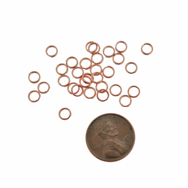 Rose Gold Stainless Steel Split Rings 5mm x 1mm - Open 18 Gauge - 50 Rings - SS102