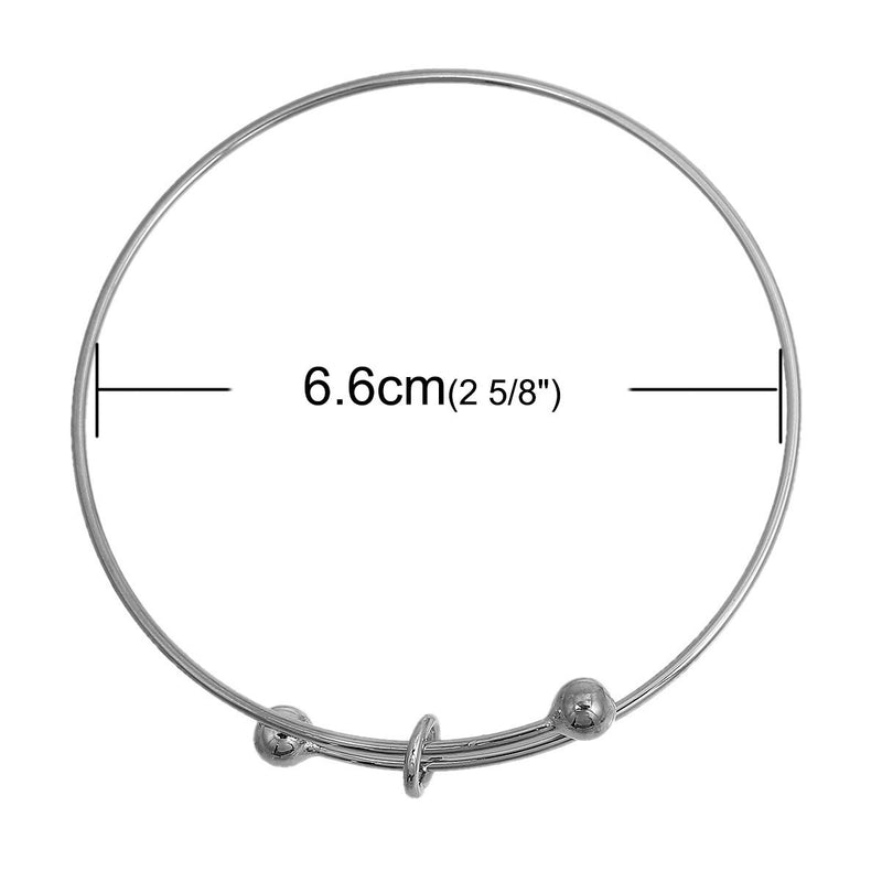 SALE Silver Tone Adjustable Bangle Bracelet - 65mm- 5 Bangles - N208