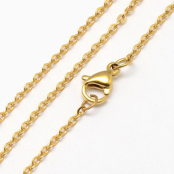 Gold Stainless Steel Cable Chain Necklace 18" - 1mm - 10 Necklaces - N064