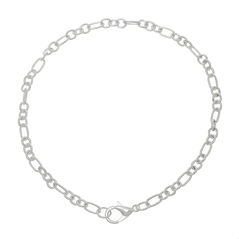 Silver Tone Cable Chain Bracelet 8"" - 3.5mm - 6 Bracelets - N103