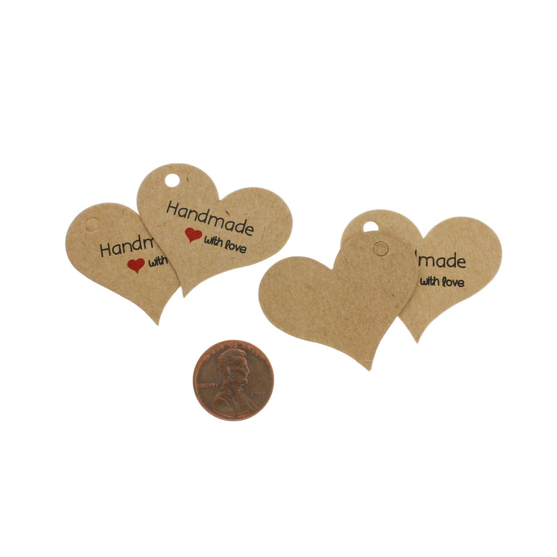 30 Heart Paper Tags Handmade With Love - TL116