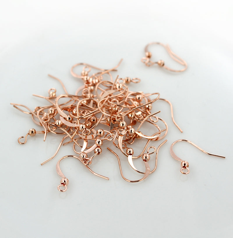 Rose Gold Tone Earrings - French Style Hooks - 19mm x 17mm - 50 Pieces 25 Pairs - Z794