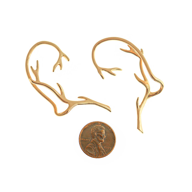 Gold Tone Brass Earring Cuff - Vine - 53mm x 26mm - 1 Piece - ER581