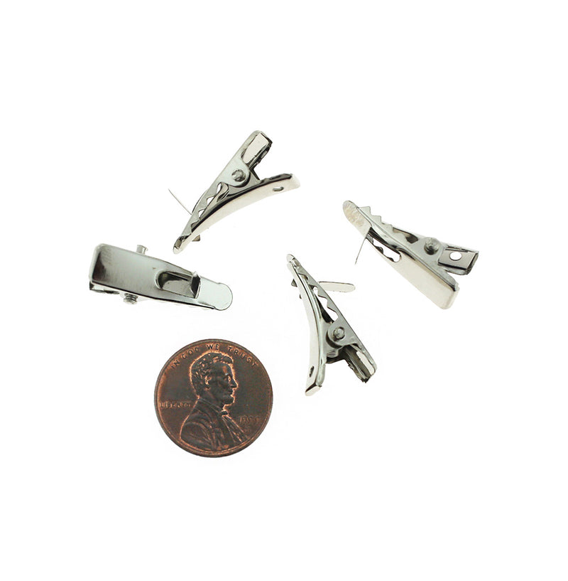 Silver Tone Hair Clips - 24mm x 10mm - 5 Pieces - Z1140