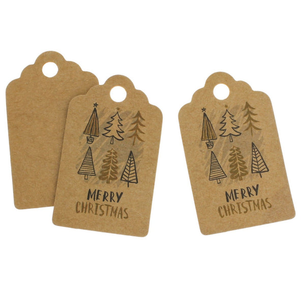 25 Brown Merry Christmas Paper Tags - TL175