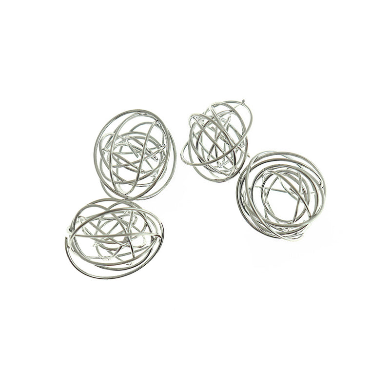 Silver Tone Spiral Bead Cages - 25mm x 23mm - 6 Pieces - FD1068