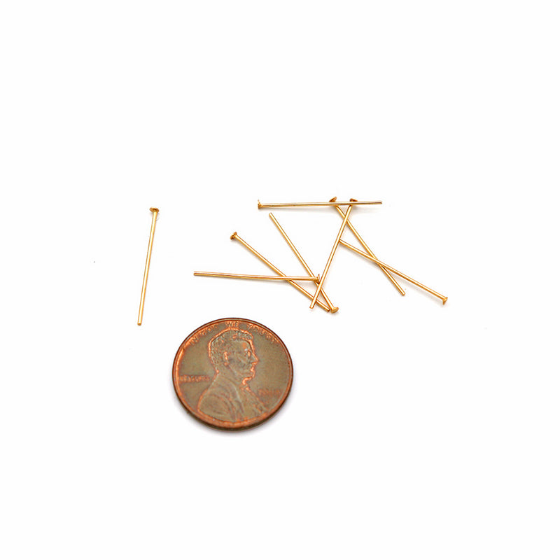 24K Gold Plated Stainless Steel Flat Head Pins - 20mm - 50 Pieces - PIN103