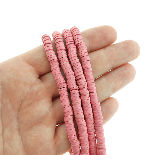 Heishi Polymer Clay Beads 6mm x 1mm - Dusty Rose - 1 Strand 320 Beads - BD2642