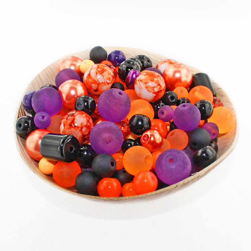 Glass Bead Mix 6mm to 12mm - Assorted Halloween Theme - 25 Beads - BMX023