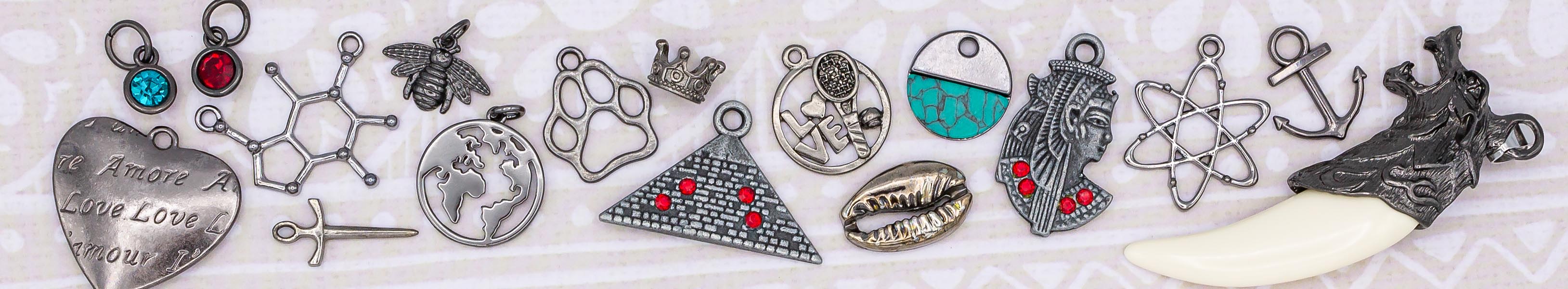 Black and Gunmetal Tone Charms and Pendants