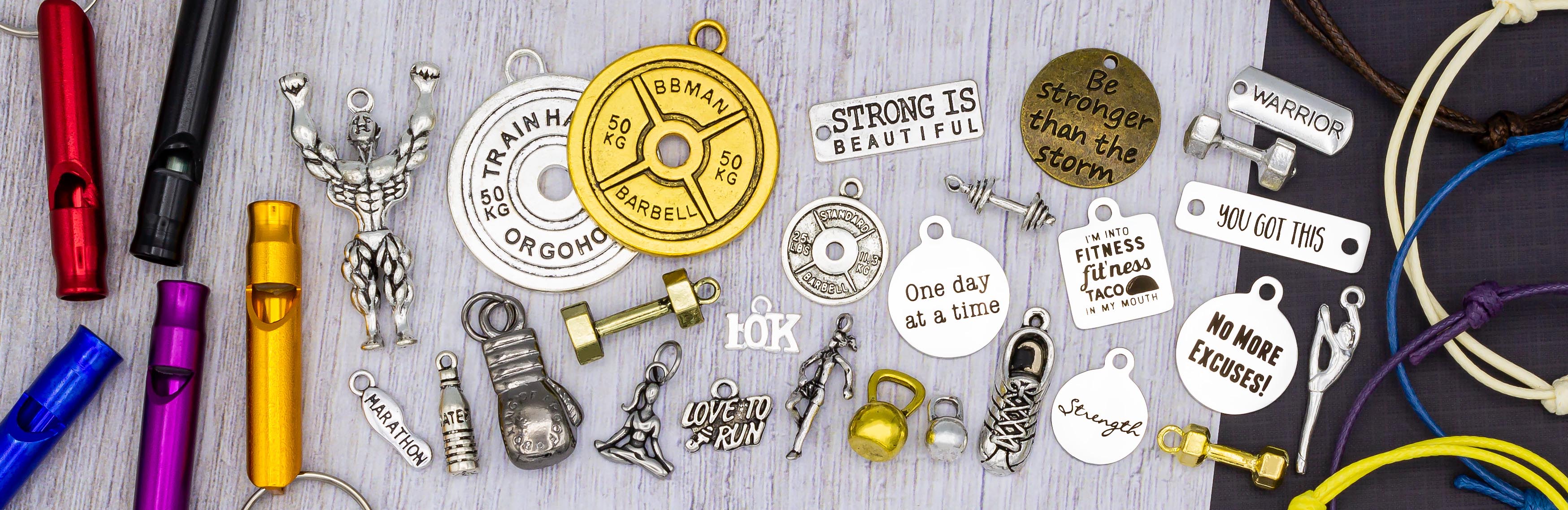 Fitness themed charms and pendants