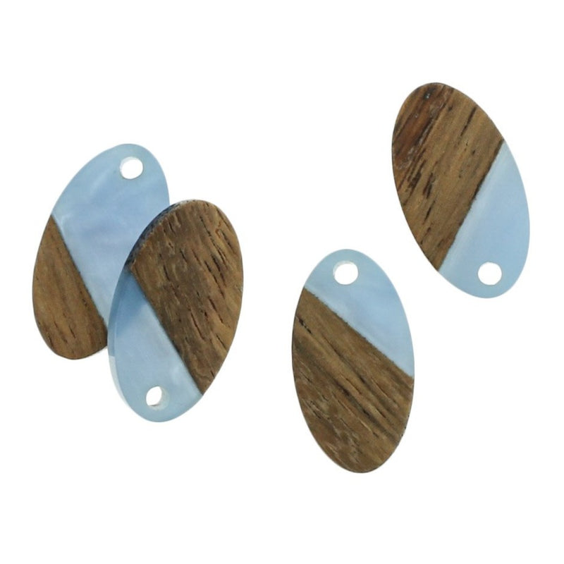 4 Oval Natural Wood and Resin Charms - Choose Your Color!