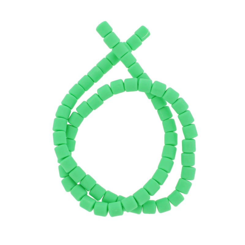 Column Polymer Clay Beads 6mm - Neon Green - 1 Strand 63 Beads - BD706