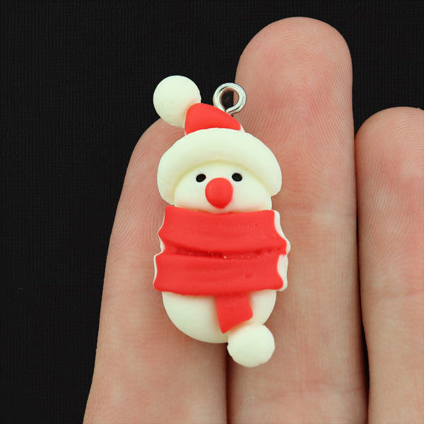 6 Christmas Snowman Resin Charms - K105