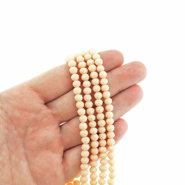SALE Faceted Glass Beads 6mm x 4mm - Soft Peach - 1 Strand 98 Beads - LBD134