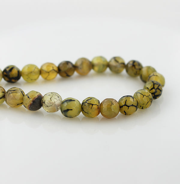 SALE 6mm Natural Agate Gemstone Beads - Faceted Earthy Olive - Full 14.7" Strand Approx 64 Beads - LBD1154