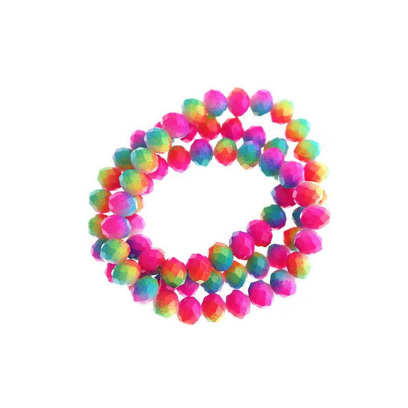 Faceted Glass Beads 8mm - Neon Rainbow - 1 Strand 70 Beads - BD890