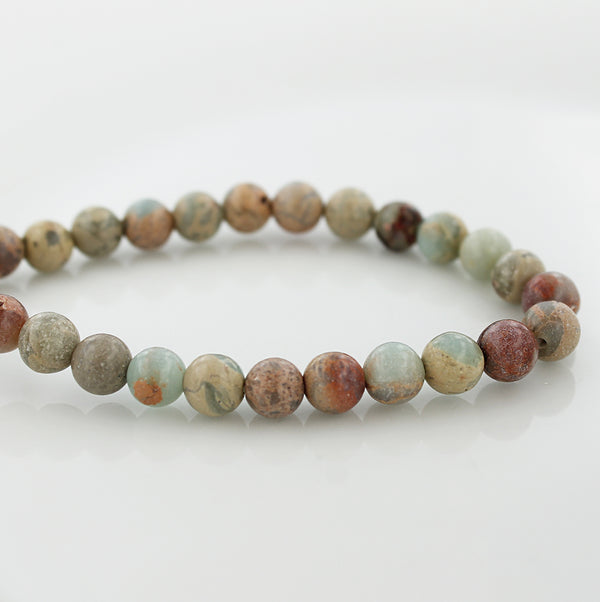 SALE Round Natural Jasper Beads 6mm - Earth Tones - 20 Beads - LBD1263