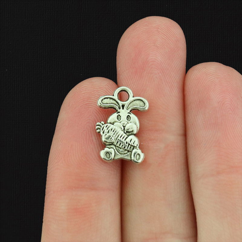 12 Bunny Antique Silver Tone Charms - SC1091