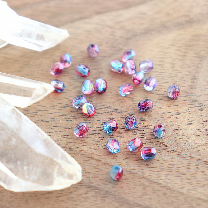 25 Faceted Czech Glass Beads - 4mm - Fire Polished - Choose Your Color!