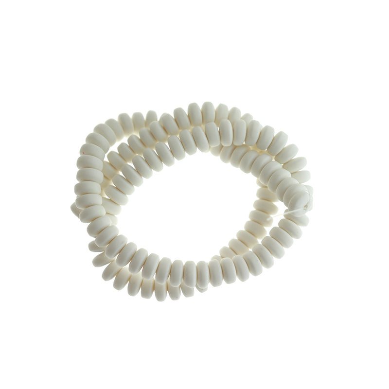 Abacus Polymer Clay Beads 4mm x 7mm - White - 1 Strand 110 Beads - BD888