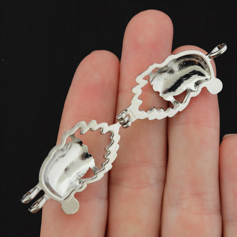 Santa Bead Cage Antique Silver Tone Charm 3D - SC7290