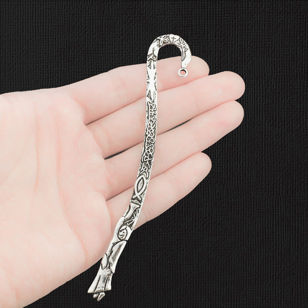 BULK 10 Bookmarks Antique Silver Tone Charms 2 Sided - SC3281