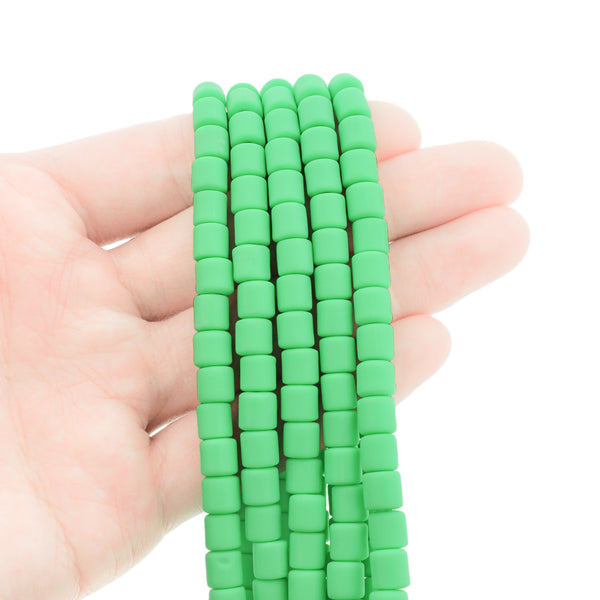 Column Polymer Clay Beads 6mm - Neon Green - 1 Strand 63 Beads - BD706