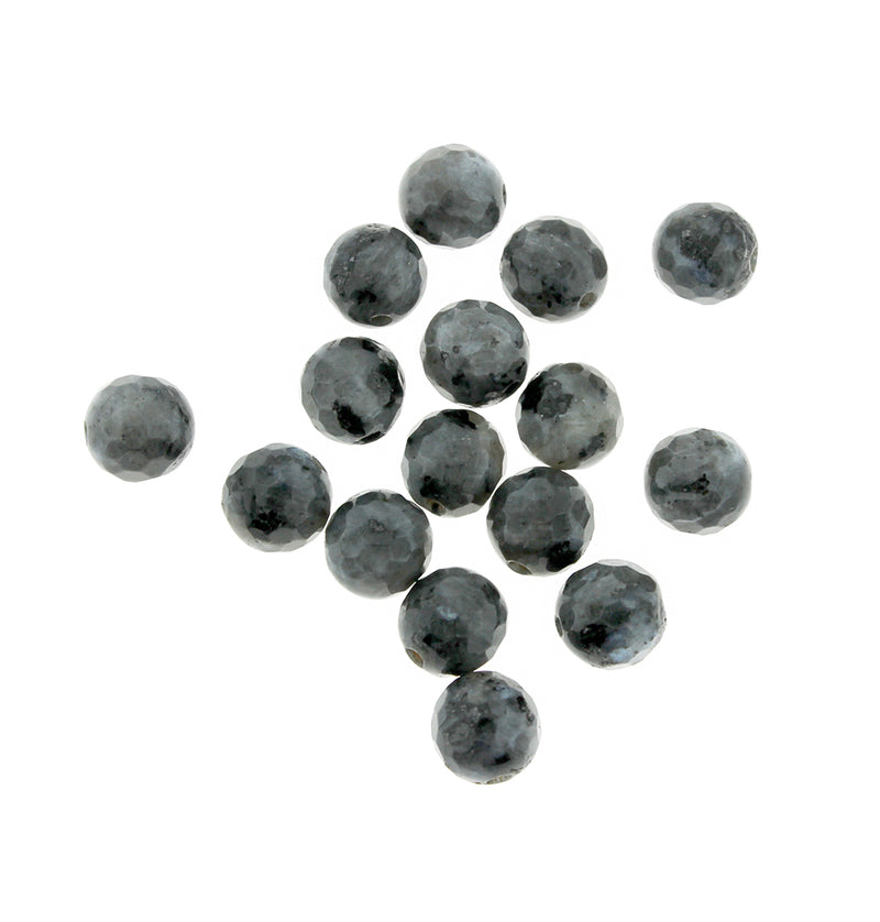 SALE 15 Agate Beads 8mm Faceted Stunning Shades of Stormy Nights - LBD704