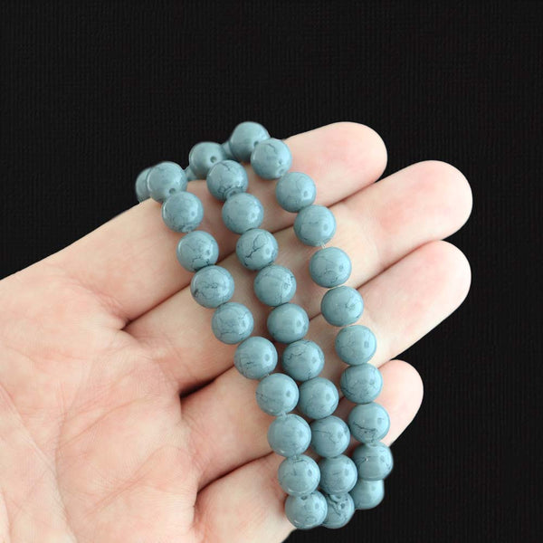 Round Glass Beads 8mm - Charcoal Grey - 1 Strand 100 Beads - BD1882