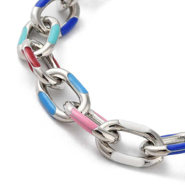 Enamel Cable Chain Bracelet 7" - Super Fun! - 9mm - 1 Bracelet- N127