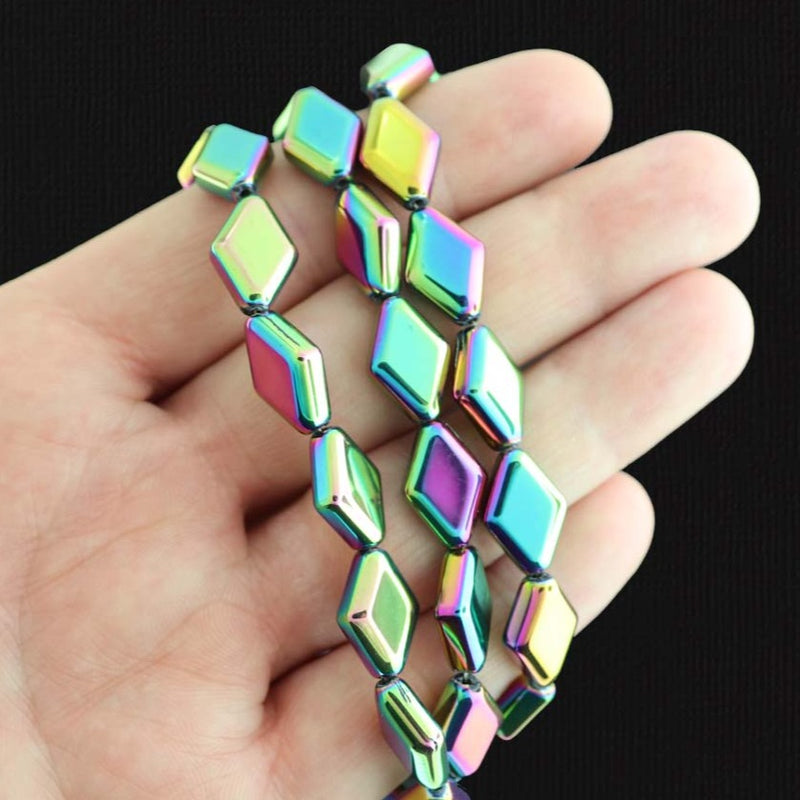 Rhombus Glass Beads - 15mm x 10mm - Electroplated - 1 Strand 43 Beads - Choose Your Color!