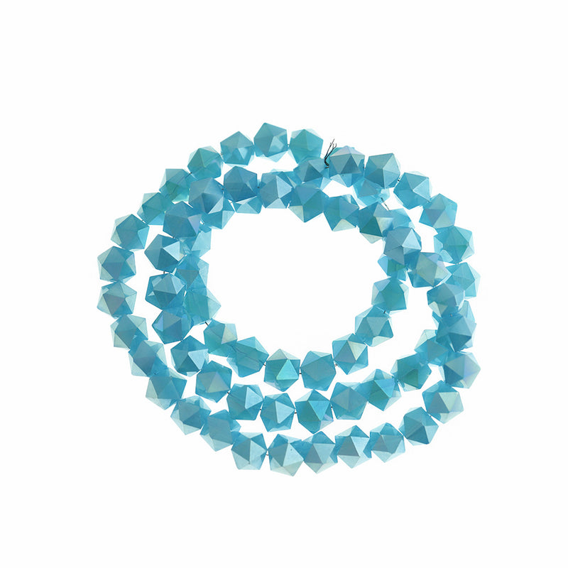 Star Cut Imitation Jade Beads 8mm - Electroplated Sky Blue - 1 Strand 72 Beads - BD2219